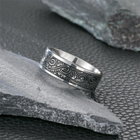 Bague vintage argentée, bague articulée, élégante et tendance, bague en acier inoxydable pour homme