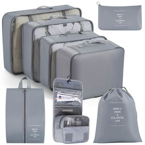 Light <b>Weight</b> Foldable Polyester Luggage <b>Storage</b> Packing Cubes 8 Pcs Set with Zipper Closure Portable Travel Organizer - Product Image 1