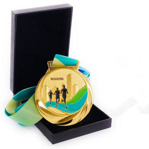 Médaille en métal personnalisée avec ruban <span class=keywords><strong>de</strong></span> cou et boîte cadeau, design unique, or, argent, bronze, idéale pour les événements, les marathons, la natation, le sport - Product Image 1