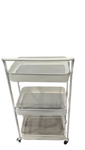 Folding 3-Tiered Stainless Steel Kitchen Cart With Wheels for Easy Shopping and Dining - Product Image 3