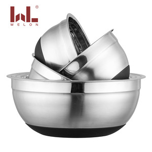 Estilo americano 14-30CM Acero inoxidable pulido 201 Juego de cuencos para mezclar Tapas de silicona para hoteles Restaurantes Cena de una sola cantidad - Product Image 2