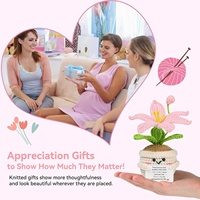 LIXUNIANCHEN Handgehäkelte Garn-Lilienblüten-Puppen mit 6 Inspirationskarten - Mini-Heimdekoration (Rosa)