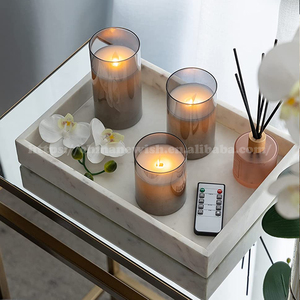 Kanlong 3 pz Set batteria di vetro grigio ambra di natale tremolante funzione senza fiamma decorazione per la casa Led candele di cera barattolo di vetro - Product Image 5