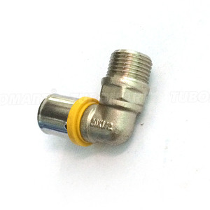 Tubomart 16mm laiton 1/2 \ "mâle coude raccord à pression filetage externe G presse pour tuyau <span class=keywords><strong>multicouche</strong></span> PEX ISO CE plaqué plomberie - Product Image 1