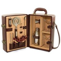 Boîte de rangement pour bouteille de vin en bois et cuir PU élégant, sur mesure, pour cadeau et accessoires de vin