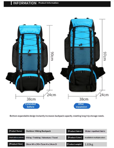 <span class=keywords><strong>Sac</strong></span> <span class=keywords><strong>à</strong></span> <span class=keywords><strong>dos</strong></span> de voyage unisexe durable de <span class=keywords><strong>100</strong></span> <span class=keywords><strong>litres</strong></span>, respirant, personnalisé, pour la <span class=keywords><strong>randonnée</strong></span> et l'escalade, grande capacité, avec fermeture éclair en nylon - Product Image 2