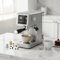 Cafetera Eléctrica con Pantalla Táctil LED, 20 Bares, Compacta, con Vaporizador Potente, Acero Inoxidable, Control por Aplicación, para Latte