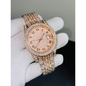 Reloj de Pulsera de Cuarzo de Lujo con Diamantes Completos, Esfera con Números Romanos, Estilo Hip Hop y de Negocios, Novedad 2026 - Product Image 4