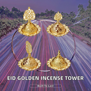Quemador de Incienso Aromático de Sándalo, Precio de Fábrica, Mini Torre de Incienso Dorada Portátil con Diseño de Estrella y Luna, Adornos Musulmanes para Eid Mubarak - Product Image 2