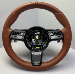 Volante de Coche Personalizado en Cuero Nappa Marrón para Porsche 911 718 Cayenne Macan Panamera 971 992 - Product Image 1