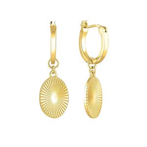 Boucles d'oreilles indiennes les plus vendues, plaquées or 18 carats et 14 carats, en acier argenté, longues, style <span class=keywords><strong>Tory</strong></span> <span class=keywords><strong>Burch</strong></span>, avec disques brillants, pendantes pour hommes - Product Image 2
