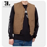 LARSUR Gilet de travail en toile personnalisé de canard lourd pour hommes Gilet cargo à doublure matelassée Gilet court sans manches Veste Streetwear Hiver