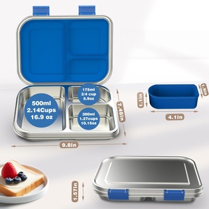 Reusable Leakproof Compartments Food Containers 304 Stainless Steel Bento <b>Lunch</b> <b>Box</b> for Kids School <b>Lunch</b> <b>Box</b> - Product Image 1