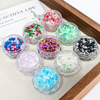 Ensemble de paillettes pour ongles en verre brisé, 9 couleurs, 9 sachets de 5g chacun, pour la manucure DIY et les loisirs créatifs scintillants pour fêtes
