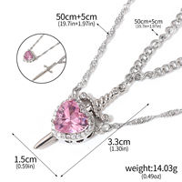 Collier tendance Cœur et Épée pour couple avec chaîne à maillons pour femme, pendentif romantique en alliage de zinc pour occasions festives