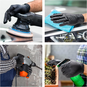 Gants en nitrile résistants 10 mil sans poudre, bouts des doigts texturés en diamant, gants jetables pour mécaniciens, 100 pièces, noir/orange - Product Image 4