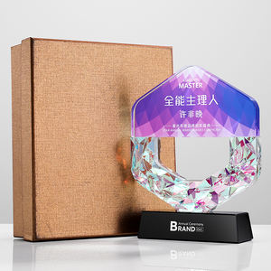 Plaques de médailles de trophées en cristal coloré haut de gamme sur mesure pour les équipes d'employés exceptionnels Prix honorifiques créatifs - Product Image 3