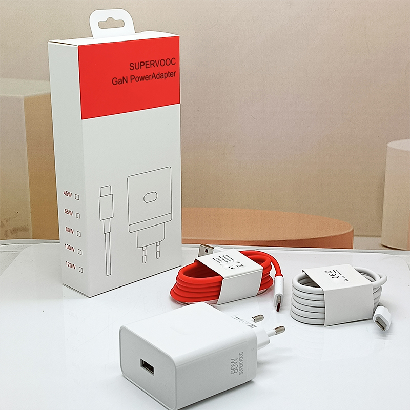 สีขาว 80W EU+สายแดง/ขาว+กล่อง