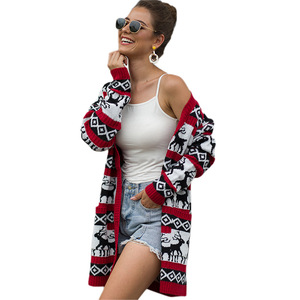 Invierno de 2020 de 100% acrílico Amazon Jacquard vacaciones de Navidad suéter de Rebeca de punto larga para las mujeres - Product Image 1