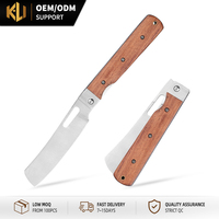 Couteau pliant traditionnel OEM avec manche en bois de rose sculpté, pratique et portable, pour la survie en extérieur