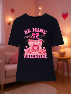 T-shirt Nera da Donna per San Valentino con Cuori Rosa, Girocollo, in Cotone Elasticizzato, Manica Corta, Stampa Grafica, Casual ed Elegante per Ogni Giorno - Product Image 2