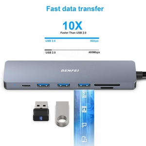 Benfei USB C HUB 7in1 Multiport Adapter với USB-C để HDMI 4K @ 60Hz SD/TF Đầu Đọc Thẻ/3 * USB 3.0/100W giao hàng điện - Product Image 3