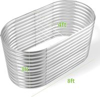 Bac à légumes surélevé galvanisé Land Guard 8x4x2 pieds, bacs à plantes ovales en métal de grande taille pour l'extérieur, pour légumes et fleurs
