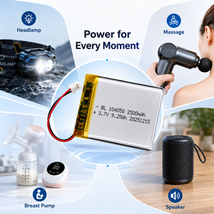Batterie LiPo rechargeable 104050 3,7 V 2500 mAh, batterie lithium-ion polymère en pochette pour lampe frontale, masseur, tire-lait, haut-parleurs - Product Image 3