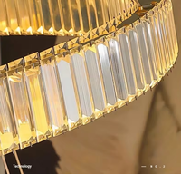 Lustre d'escalier de luxe en acier inoxydable et cristal, finition dorée, LED avec télécommande - Suspension moderne pour hall d'hôtel et projets de villas