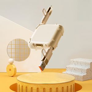 Câble de charge rapide télescopique 3 en 1, 1 m, réutilisable, blindé, multifonction, en PVC tressé, pour ordinateur, caméra, mobile - Product Image 3