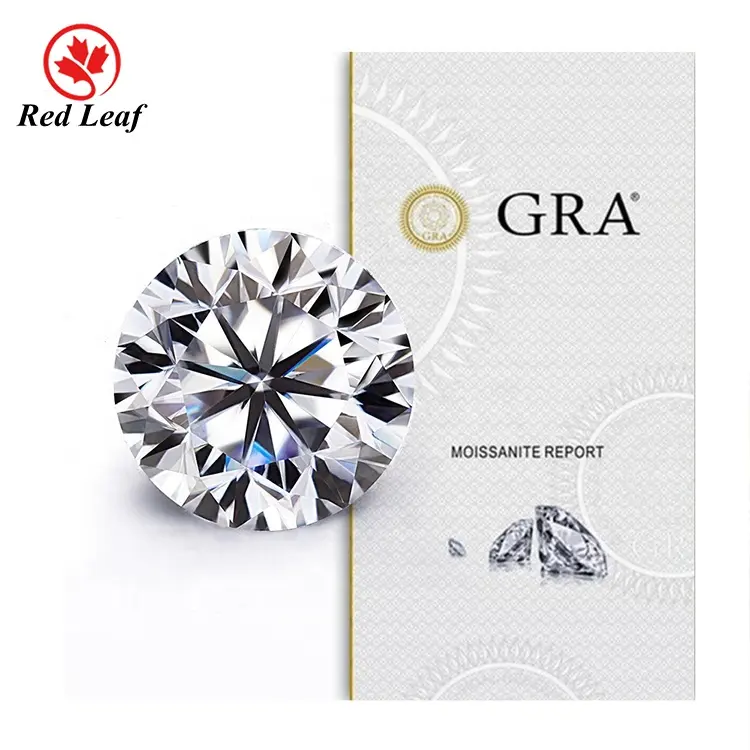 Redleaf moissanite granulateur certifié diamant coupe D-VVS1 blanc rond lâche moissanite pierres