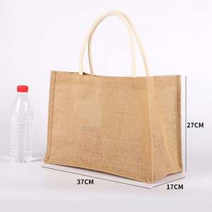Sac fourre-tout en toile de jute écologique pliable et réutilisable avec logo personnalisé imprimé, à longues poignées, pour la vie quotidienne - Product Image 5