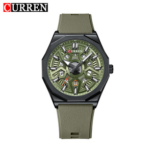 8437 CURREN Men's Quartz Watch Antique Cartoon Analog Auto Date Hands Silicone Band Alloy <b>Case</b> 3BAR Water Resistant Business - Product Image 1
