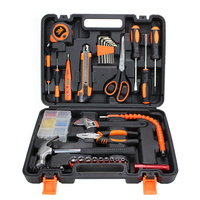 LANWEI Ensemble d'outils à main en acier inoxydable OEM 22 pièces avec mallette rigide et marteau à griffes, garantie pour la réparation domestique et la construction