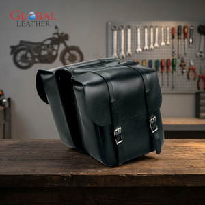 Sacoche latérale de moto en cuir véritable vintage imperméable - Product Image 3