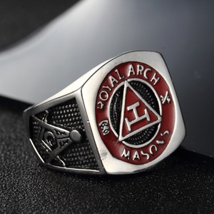 Wholesale Stainless Steel Masonic <b>Rings</b> for Men Freemasonry <b>Mason</b> <b>Ring</b> Punk Rock for Biker Male Jewelry - Product Image 2