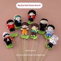 Boneka rajutan karakter kartun Ido dari benang wol buatan tangan, bunga cabang, karakter pria utama TV/Film, buket lucu untuk dekorasi pernikahan