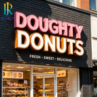 Enseigne commerciale 3D en lettres creuses pour logo de bureau, intérieur/extérieur, murale, pour boulangerie et pizzeria