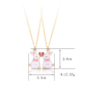 Kalung liontin hewan untuk sahabat, 2 buah/set kalung Magnet menarik kelinci <span class=keywords><strong>BFF</strong></span> Enamel, Kalung liontin hewan - Product Image 4