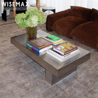 WISEMAX FURNITURE Meubles de salon modernes et minimalistes, table basse en acier inoxydable, table centrale rectangulaire pour la maison, la villa