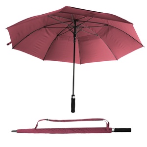 Red Golf <b>Umbrella</b> With Sleeve With Strap Extra Long 62 Inch Large Windproof Double Canopy for Golf Course and Stormy Weather Use - Product Image 1