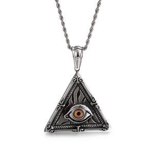 Pendentif Triangle Oeil d'Horus en Acier Inoxydable pour <span class=keywords><strong>Homme</strong></span> - Product Image 1