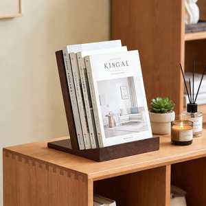 Zhongda Wooden Bookend 200x200x300mm Desktop <b>Stand</b> <b>For</b> Books And <b>Tablets</b> Simple Study Decoration - Product Image 1