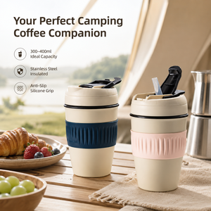Mug à café isotherme en céramique avec couvercle et paille, capacité 301-400 ml, écologique, portable, cadeau d'affaires - Product Image 6
