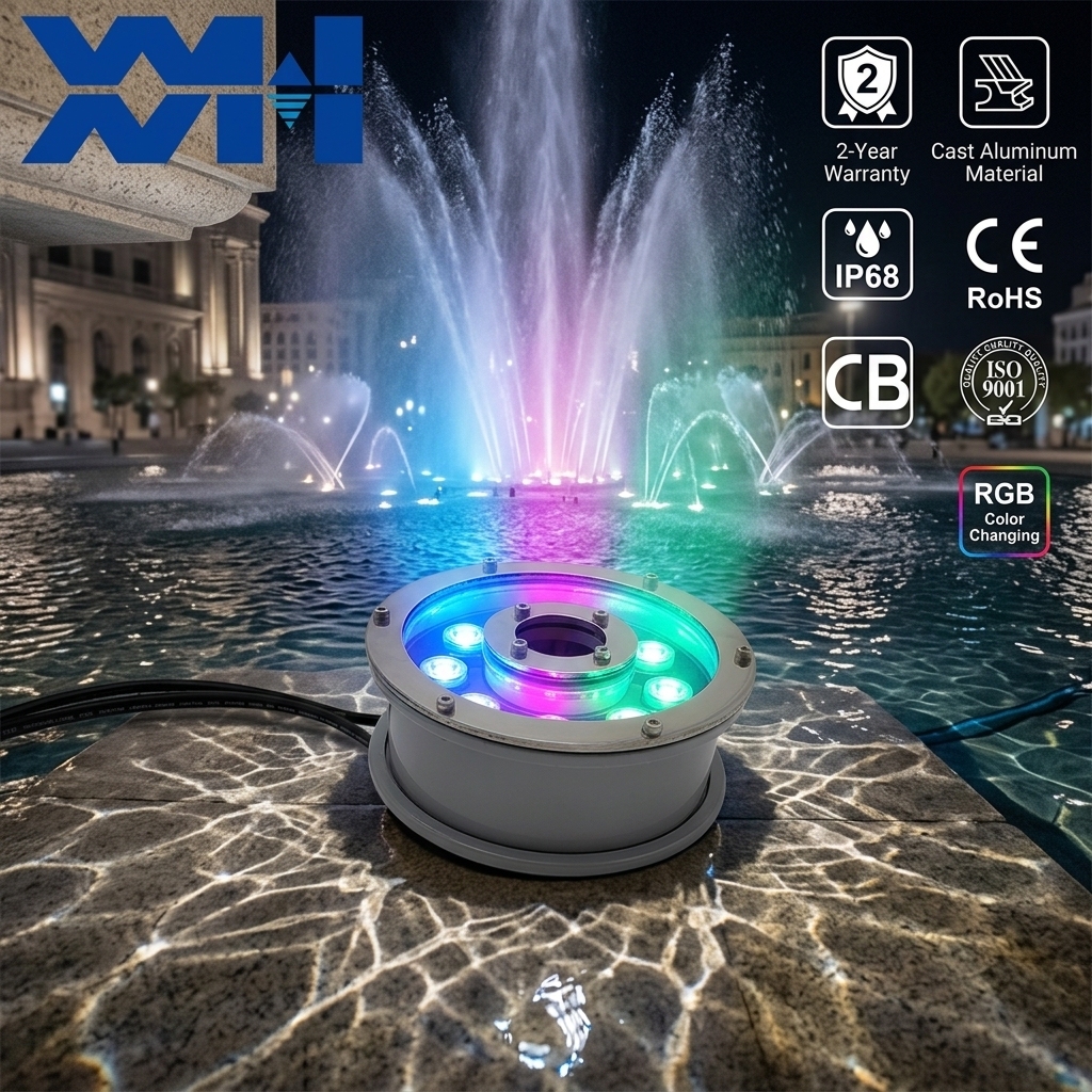 Manufacturer Supplies IP68 Aluminum Music Dance RGB Ponds Underwater LED Fountain Lights for Landscape Garden Small Waterfalls