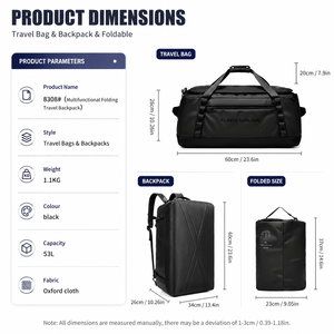 Borsa da viaggio pieghevole da viaggio per escursionismo da campeggio impermeabile all'aperto per viaggiare - Product Image 2