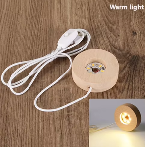 Vòng bằng gỗ LED đèn cơ sở với <span class=keywords><strong>Plug</strong></span>-in <span class=keywords><strong>USB</strong></span> Cáp chuyển đổi phòng ngủ hiện đại ánh sáng ban đêm cho 3D nghệ thuật quả cầu pha lê - Product Image 4