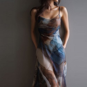 Robe en maille imprimée tie-dye vintage 2026, style coréen, robe de soirée, style féerique, vestidos <span class=keywords><strong>grunge</strong></span> gothique, robe midi à bretelles spaghetti - Product Image 5