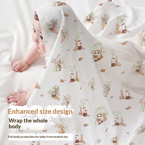 Manta Envolvente Antibacteriana Clase A de Bambú y Algodón para Bebé, Doble Capa, Tejida, con Dibujos Animados, Muselina, Toalla de Baño para Recién Nacido - Product Image 3