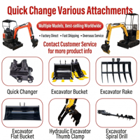 Accessoires à changement rapide pour micro-excavatrices compactes - Godets, grappins, tarières, etc. Garantie de plus de 5 ans, compatibles avec les modèles noirs